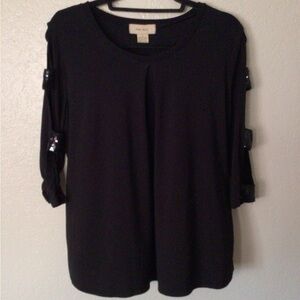 Chic Black Blouse with Sequin Accents